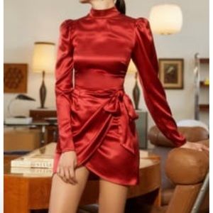 Reformation Josefine Red Silk Dress
